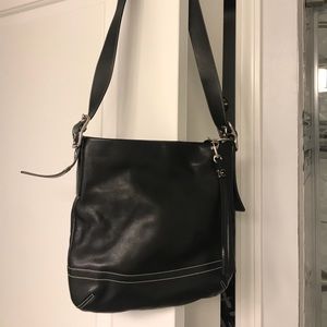 Black leather coach purse
